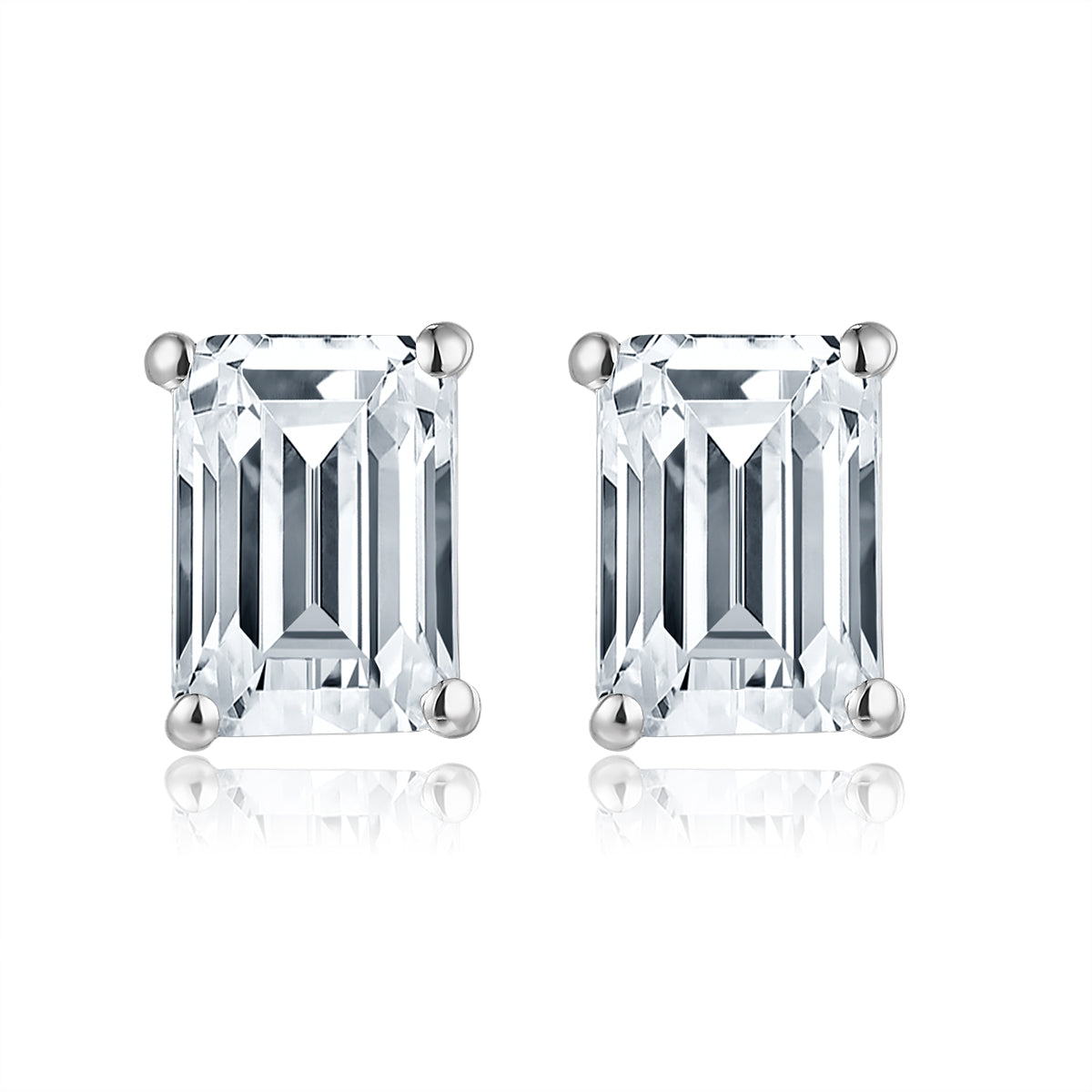 祖母綠形培育鑽石耳環 - D-Only