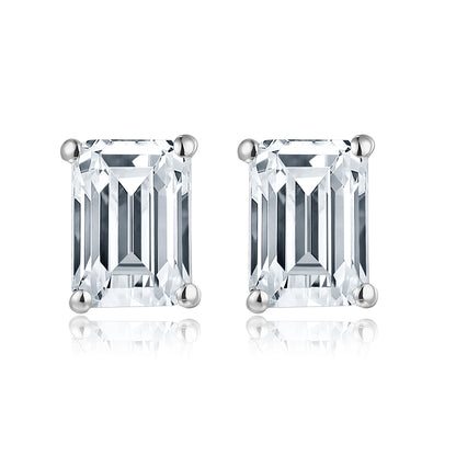 祖母綠形培育鑽石耳環 - D-Only