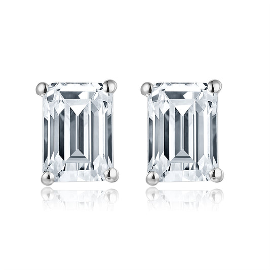 祖母綠形培育鑽石耳環 - D-Only