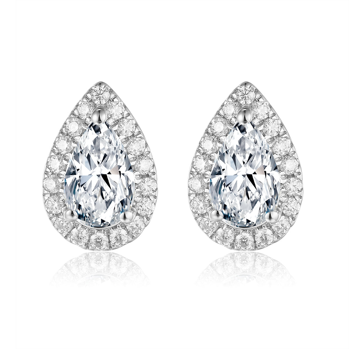 水滴形光環培育鑽石耳環 - D-Only