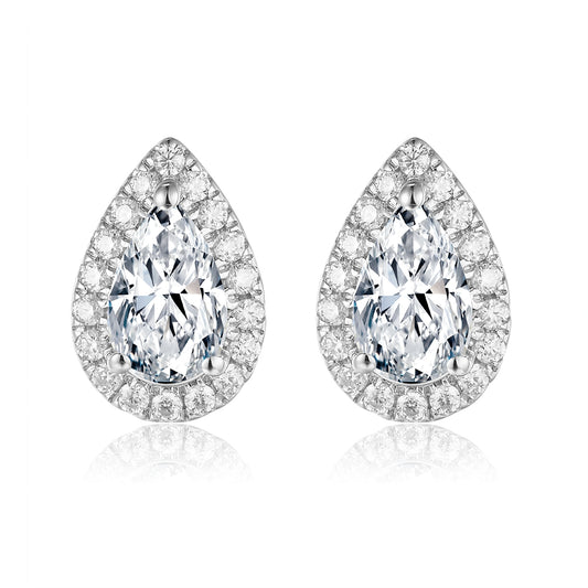 水滴形光環培育鑽石耳環 - D-Only