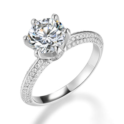 經典奢華劍脊六爪培育鑽石戒指 - D-Only