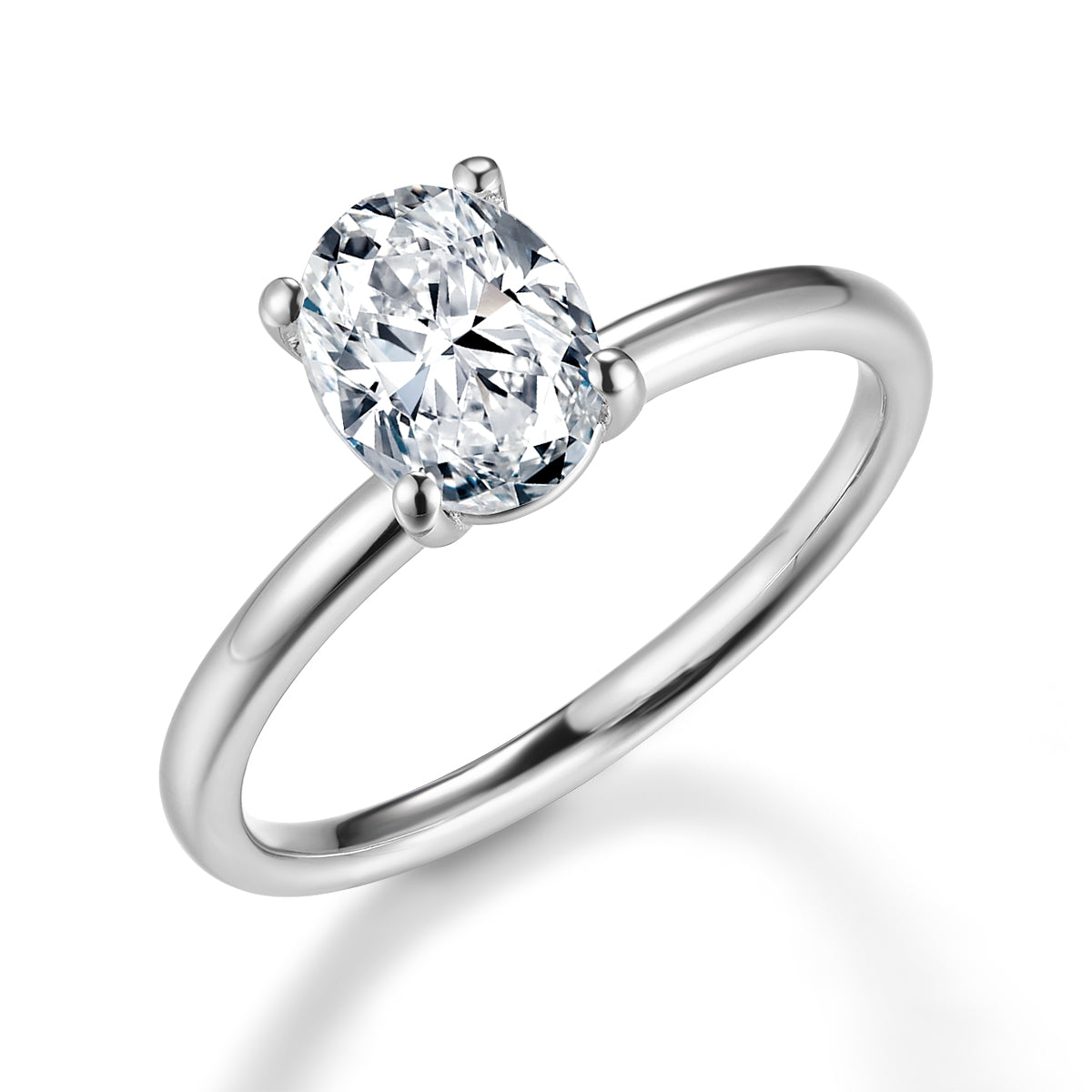 橢圓形單顆鑽培育鑽石戒指 - D-Only