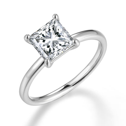公主方形單顆鑽培育鑽石戒指 - D-Only