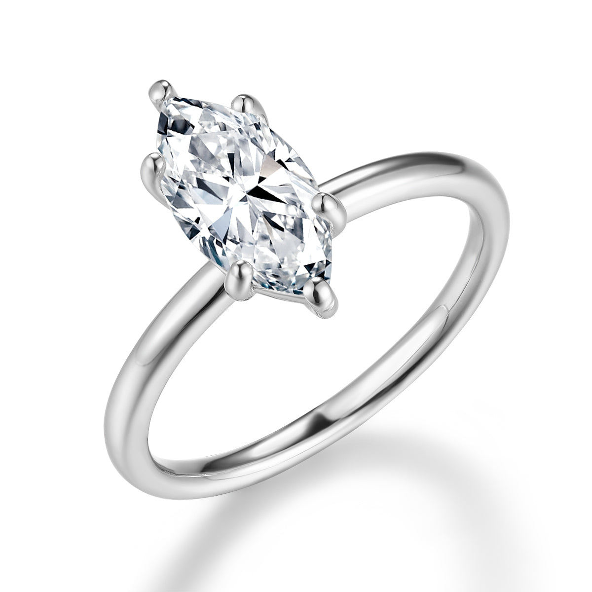 馬眼形單顆鑽培育鑽石戒指 - D-Only