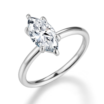 馬眼形單顆鑽培育鑽石戒指 - D-Only