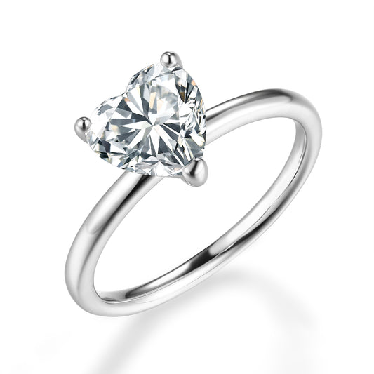心形單顆鑽培育鑽石戒指 - D-Only