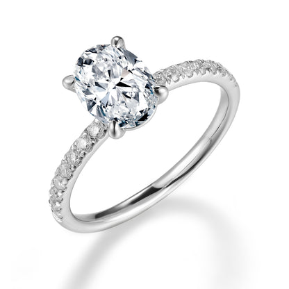 橢圓形鑲鑽培育鑽石戒指 - D-Only