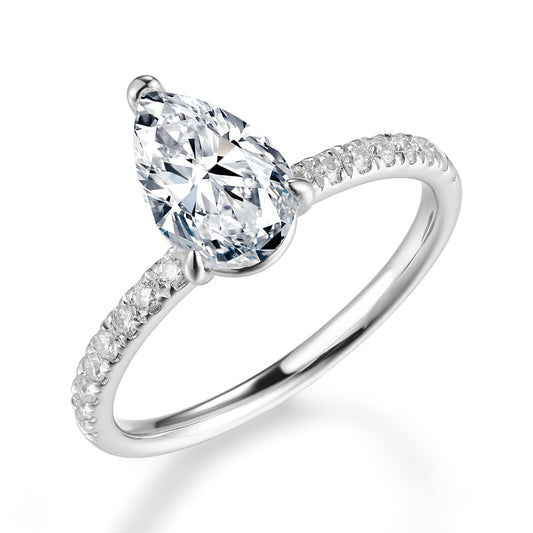 水滴形鑲鑽培育鑽石戒指 - D-Only