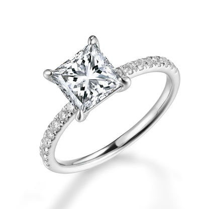 公主方形鑲鑽培育鑽石戒指 - D-Only