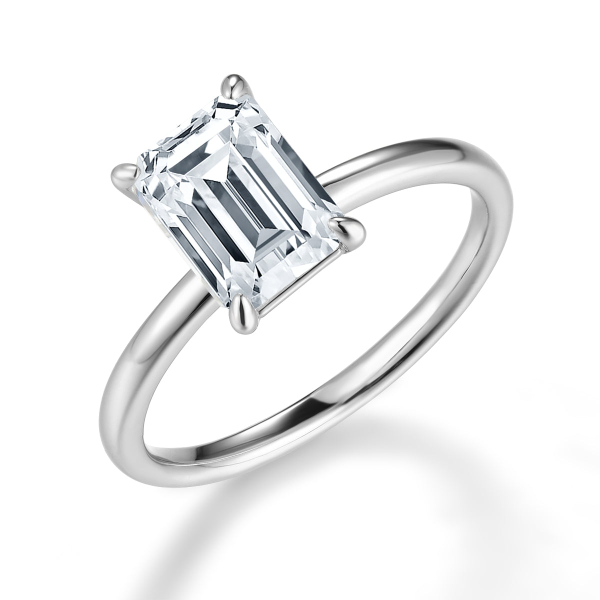 祖母綠形單顆培育鑽石戒指 - D-Only