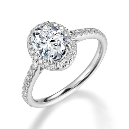 橢圓形光環鑲鑽培育鑽石戒指 - D-Only