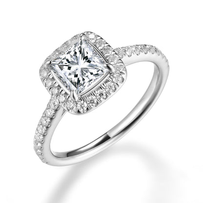 枕形光環鑲鑽培育鑽石戒指 - D-Only