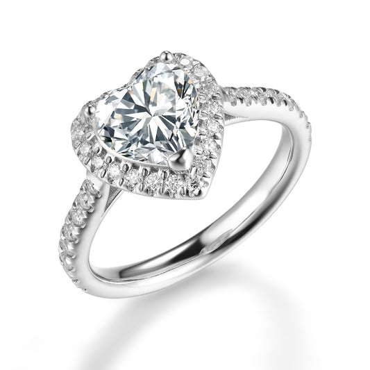 心形光環鑲鑽培育鑽石戒指 - D-Only