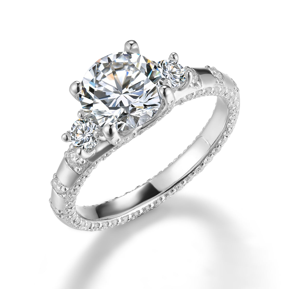 交叉爪復古側鑲鑽培育鑽石戒指 - D-Only