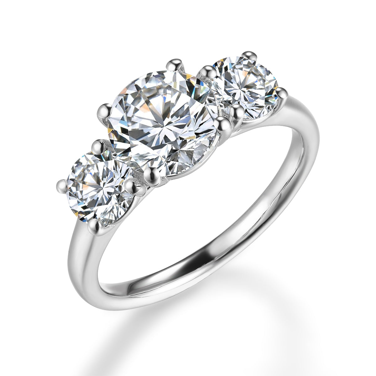 圓形與橢圓形三鑽培育鑽石戒指 - D-Only