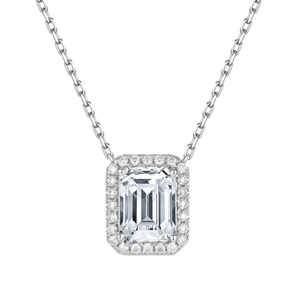 祖母綠形光環培育鑽石頸鏈 - D-Only