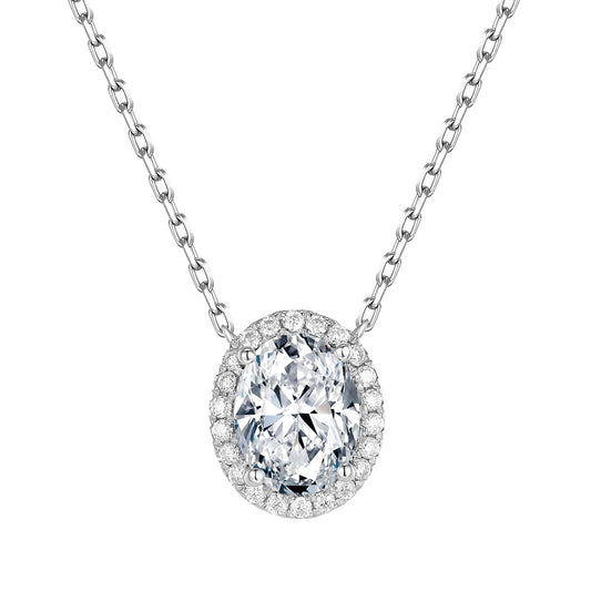 橢圓形光環培育鑽石頸鏈 - D-Only