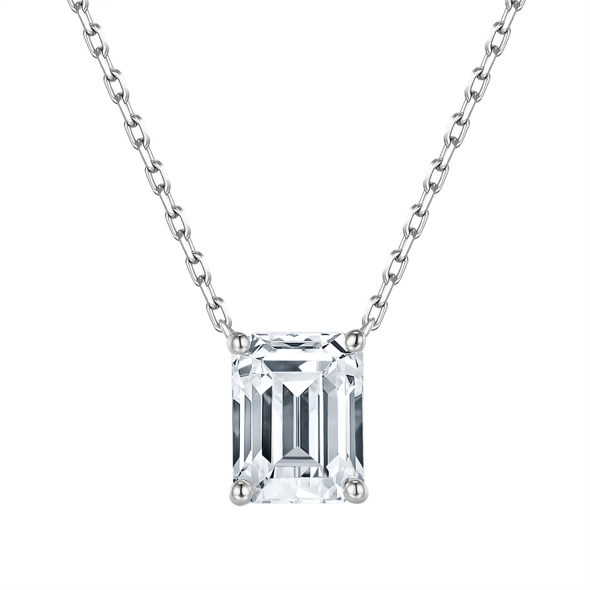 經典祖母綠形培育鑽石頸鍊 - D-Only