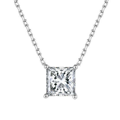 經典四爪公主方形培育鑽石頸鍊 - D-Only