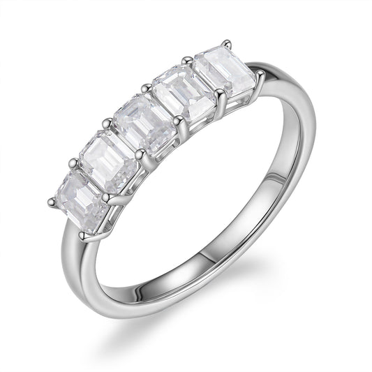 祖母綠型五鑽永恆戒指 - D-Only