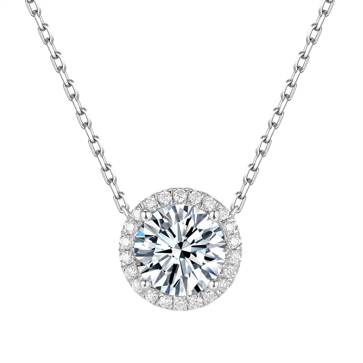 光環鑲鑽培育鑽石頸鏈 - D-Only