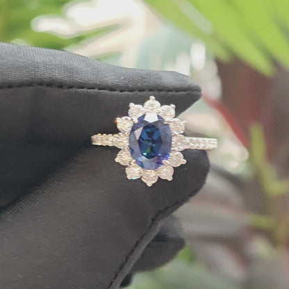 橢圓形光環鑲寶石戒指