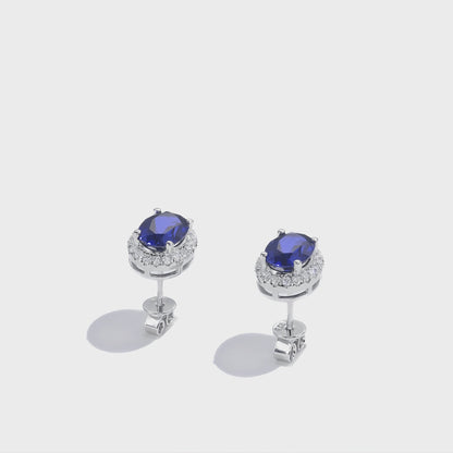 橢圓形光環寶石耳環