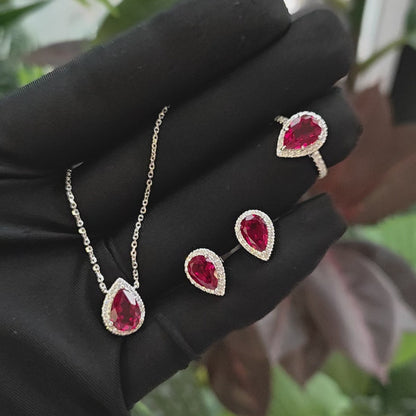 水滴形光環寶石頸鏈