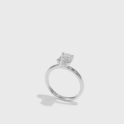 橢圓形單顆鑽培育鑽石戒指