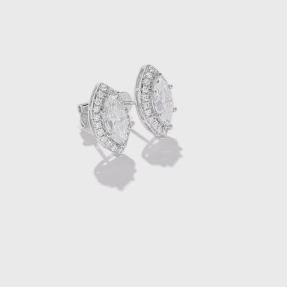 馬眼形光環培育鑽石耳環