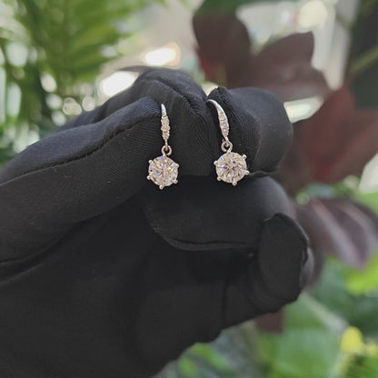 經典六爪培育鑽石耳勾