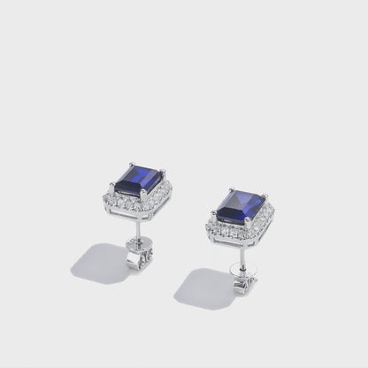 祖母綠形光環寶石耳環