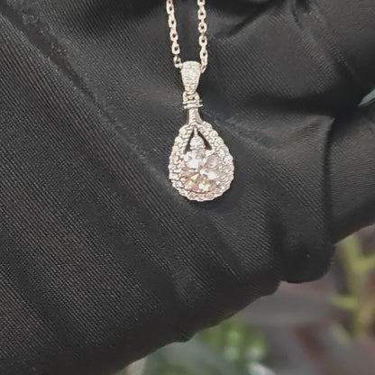 復古水滴形培育鑽石吊墜