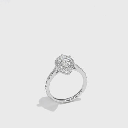 水滴形光環鑲鑽培育鑽石戒指