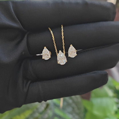 經典水滴形培育鑽石頸鍊