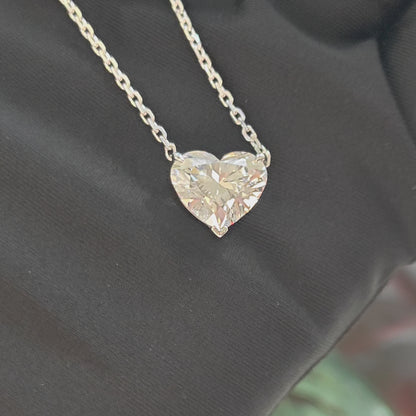 經典心形培育鑽石頸鏈