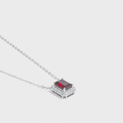 祖母綠形光環寶石頸鏈