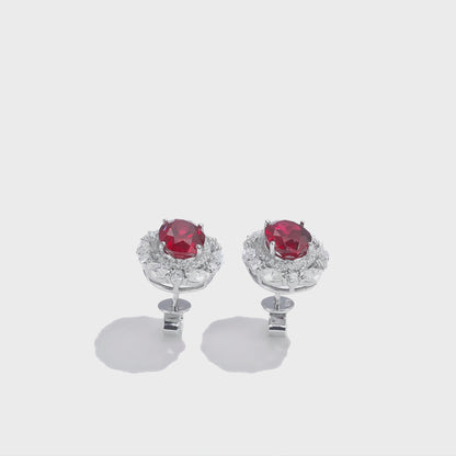 復古橢圓兩環寶石耳環