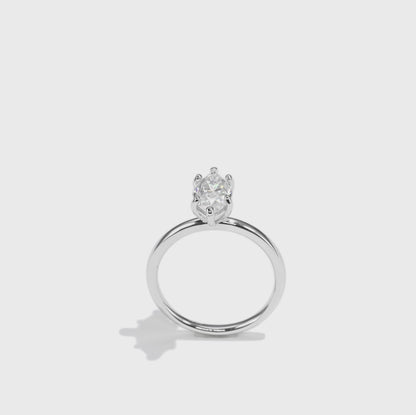 馬眼形單顆鑽培育鑽石戒指