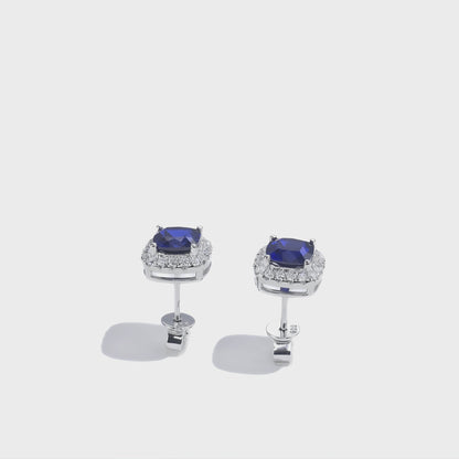 枕形光環寶石耳環