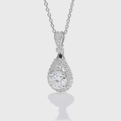 復古水滴形培育鑽石吊墜