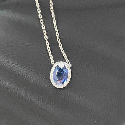 橢圓形光環寶石頸鏈