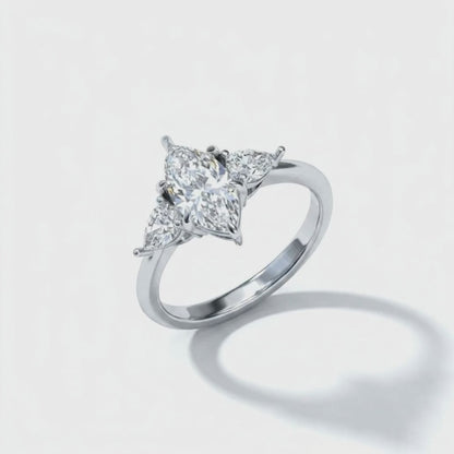 Marquise and Pear Three-Diamond Ring
