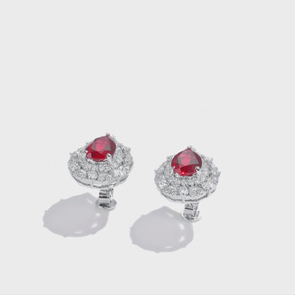 水滴兩環寶石耳環