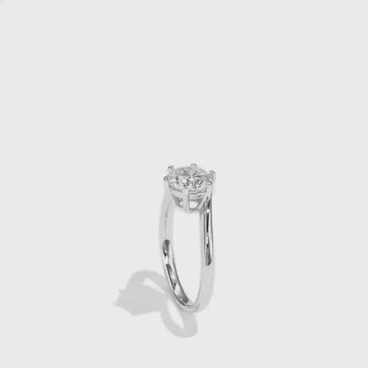 弧形單石培育鑽石戒指