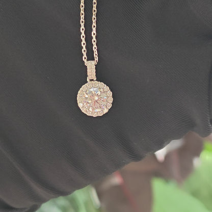 光環雙排鑲鑽培育鑽石吊墜