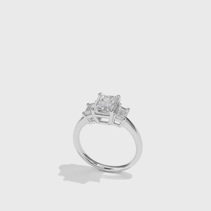 祖母綠三鑽培育鑽石戒指