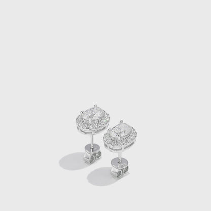 椭圆形光环培育钻石钻石耳环