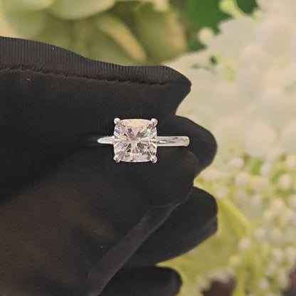 Cushion Shaped Solitaire Lab Grown Diamond Ring